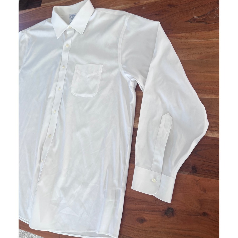 Brooks Brothers Non-Iron Stretch Shirt Regular Fit 17-34 White Supima Cotton